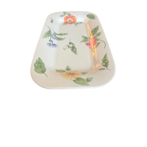 Pfaltzgraff Dahlia Collection Rectangular Ceramic Serving Tray 13"x6.5" Made USA - Picture 3 of 8